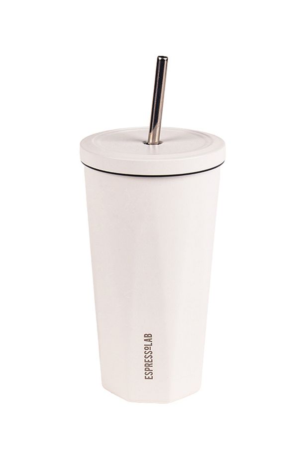 Paslanmaz Çelik Beyaz Pipetli Mug Termos 500 ml No:81 - 1