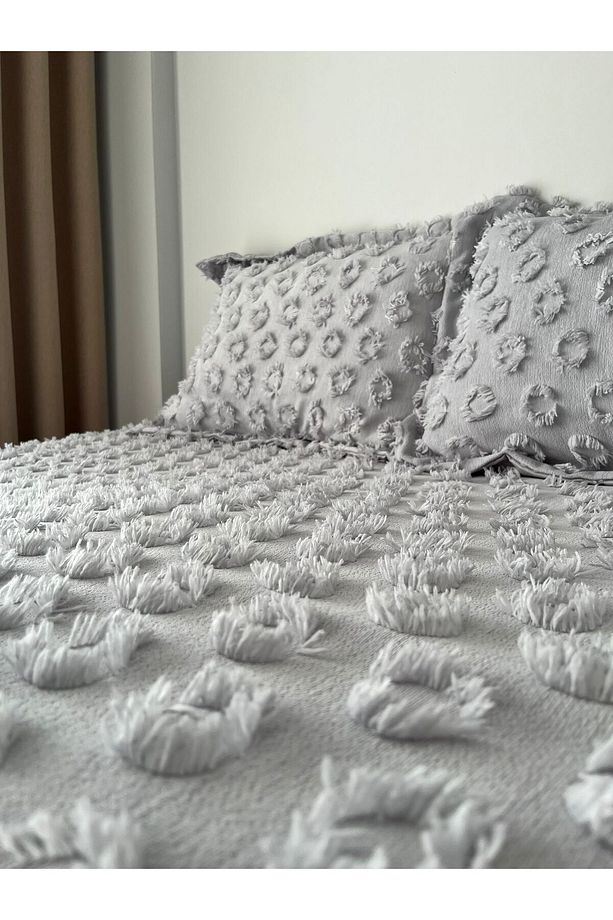 Iskandinav Çift Kişilik Püsküllü Yatak Örtüsü - 5