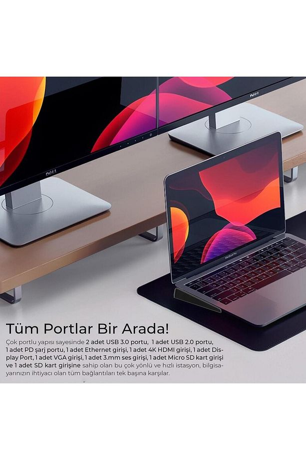 Type-c Hdmı Vga Dp Ethernet Kart Okuyucu Usb Dönüştürücü - 6