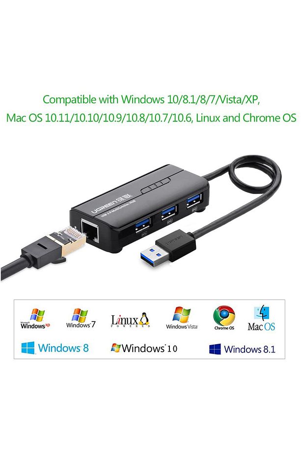 Usb 3.0 Gigabit Ethernet Dönüştürücü Ve 3 Port Usb Hub Çoklayıcı - 5