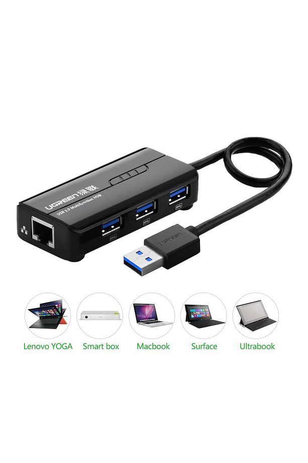 Usb 3.0 Gigabit Ethernet Dönüştürücü Ve 3 Port Usb Hub Çoklayıcı - 6