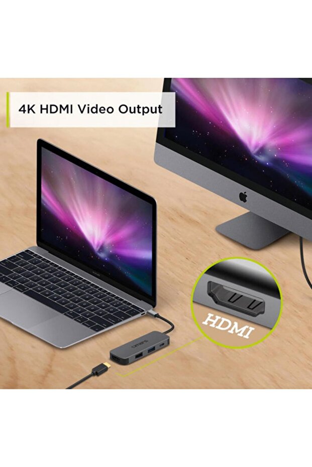 4 Port Usb-c Hub 4k Hdmı Video Transferi Usb 3.1 Pd Usb-a Ve Type-c Hub Çoklayıcı Adaptör - 6