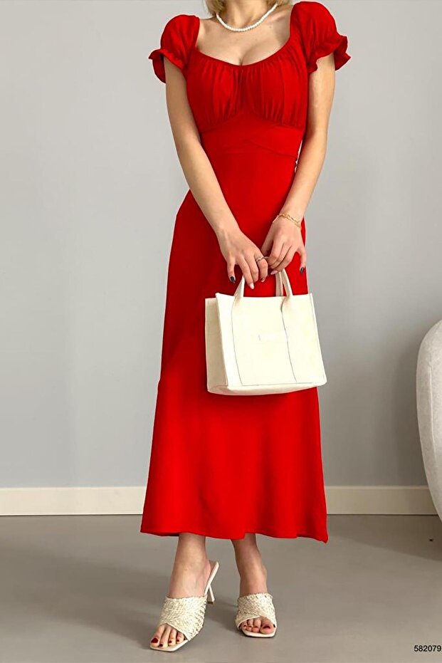 Red Madonna Collar Ayrobin Dress