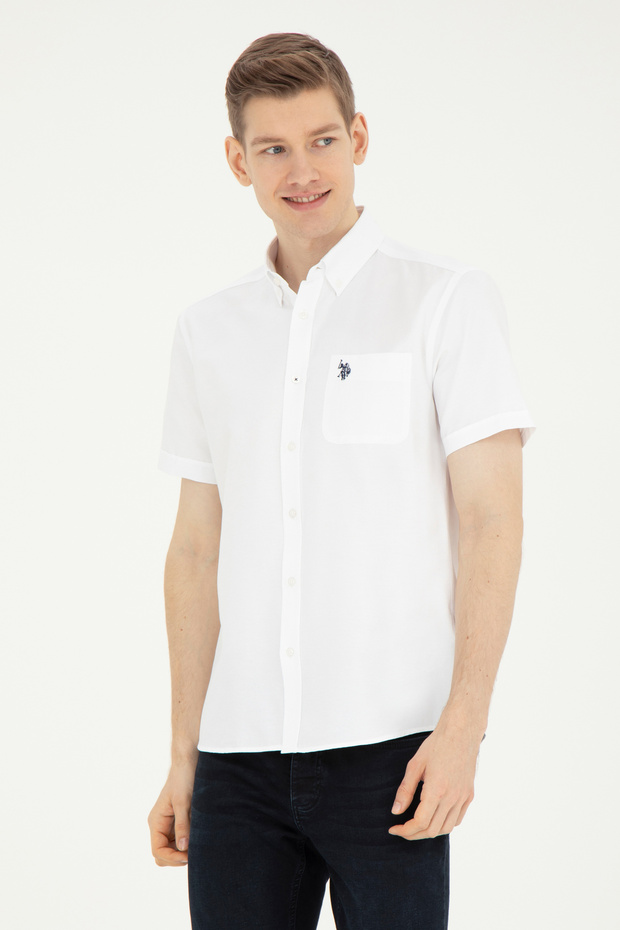 Men's White Short Sleeve Shirt 50282587 -Vr013