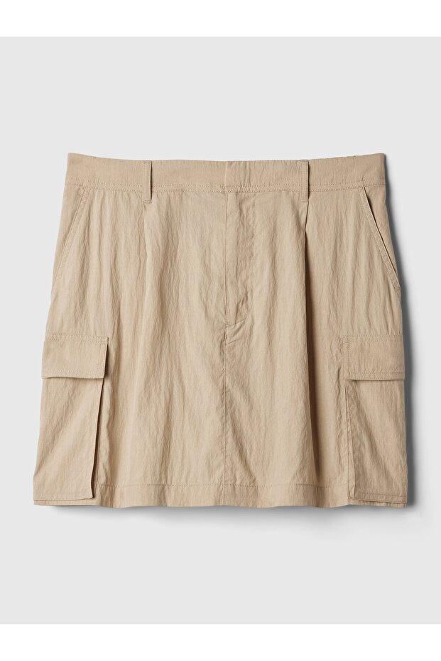 Kadın Bej Utility Mini Etek - 3