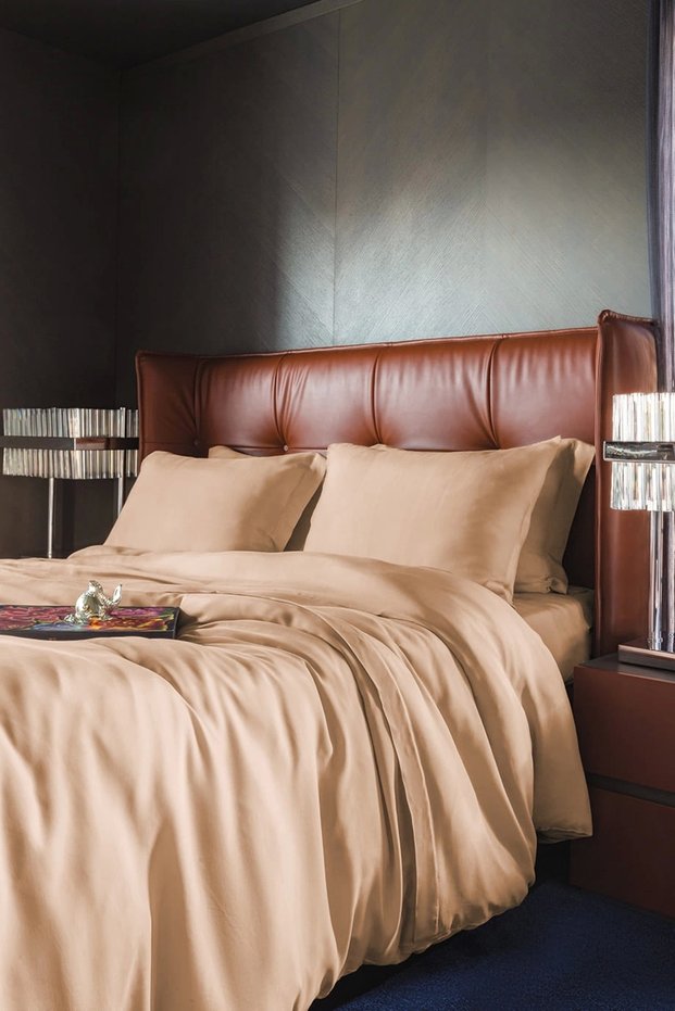 Jade Peony Vegan Silk Duvet Cover Set Double