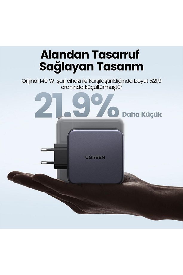 Nexode 140w Usb Type-c Qc 4.0 Pd 3.1 Gan 3 Portlu Hızlı Şarj Cihazı - 7
