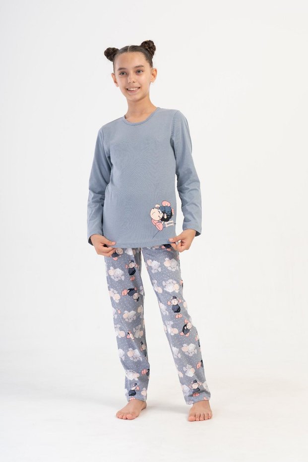 Girl's Long Sleeve 2 Yarn Smoked Pajamas Suit C7T0N2O504