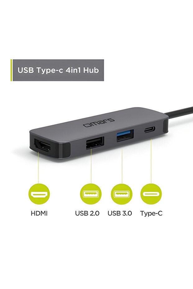4 Port Usb-c Hub 4k Hdmı Video Transferi Usb 3.1 Pd Usb-a Ve Type-c Hub Çoklayıcı Adaptör - 4