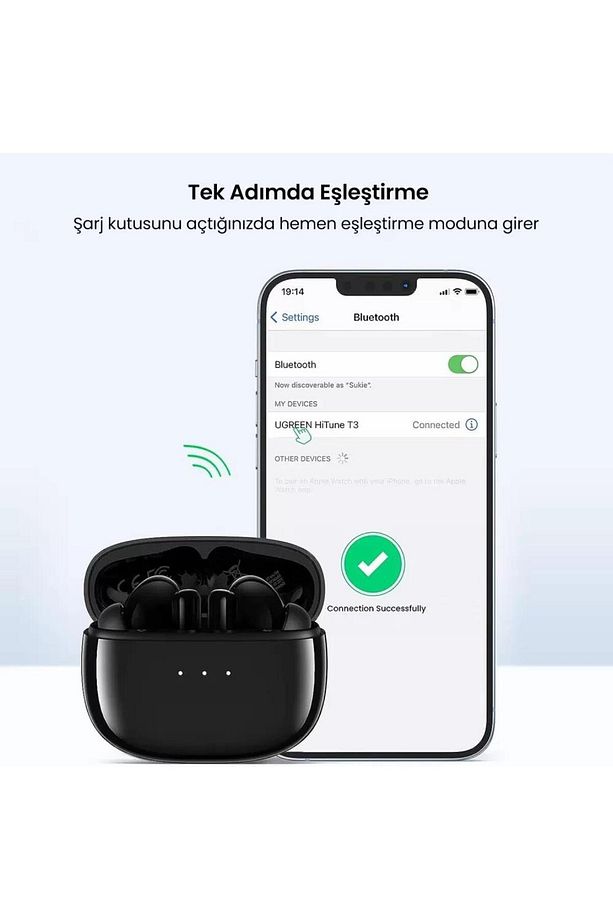 Hitune T3 Anc / Ambiyans Bluetooth 5.2 Tws Kablosuz Kulaklık Siyah - 4