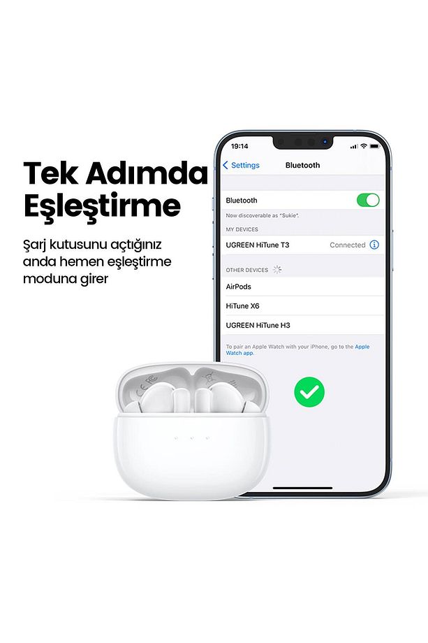 Hitune T3 Anc / Ambiyans Tws Kablosuz Bluetooth 5.2 Kulaklık Beyaz - 7
