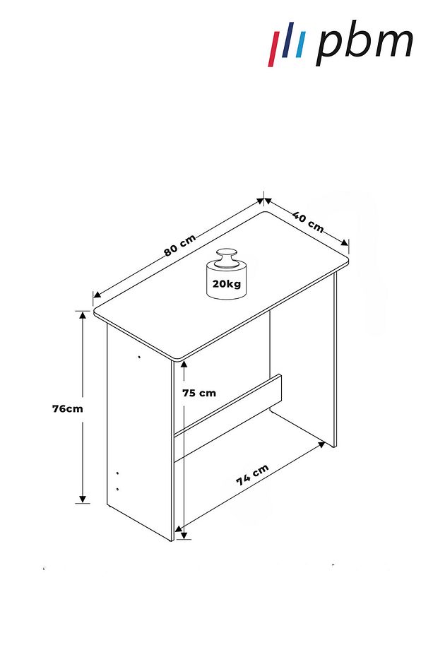 Minimalist Sade Çalışma Masası Kullanışlı Beyaz Mdf Sağlam Dayanıklı - 3