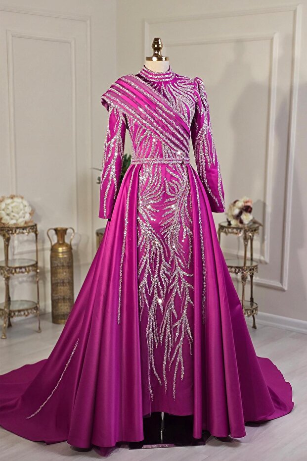 Fuşya Balık Tesettür Nişanlık 2211 - 5