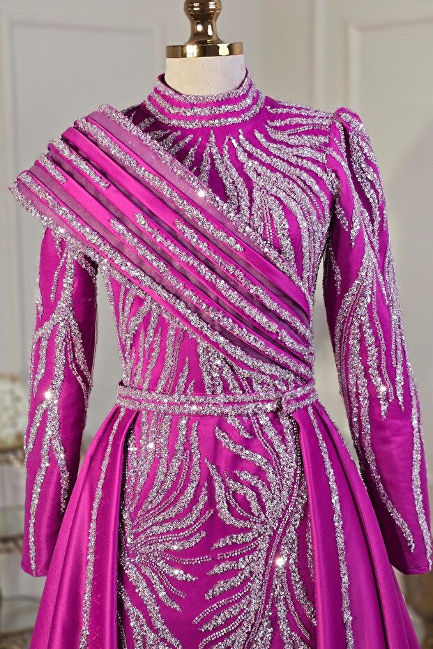 Fuşya Balık Tesettür Nişanlık 2211 - 6