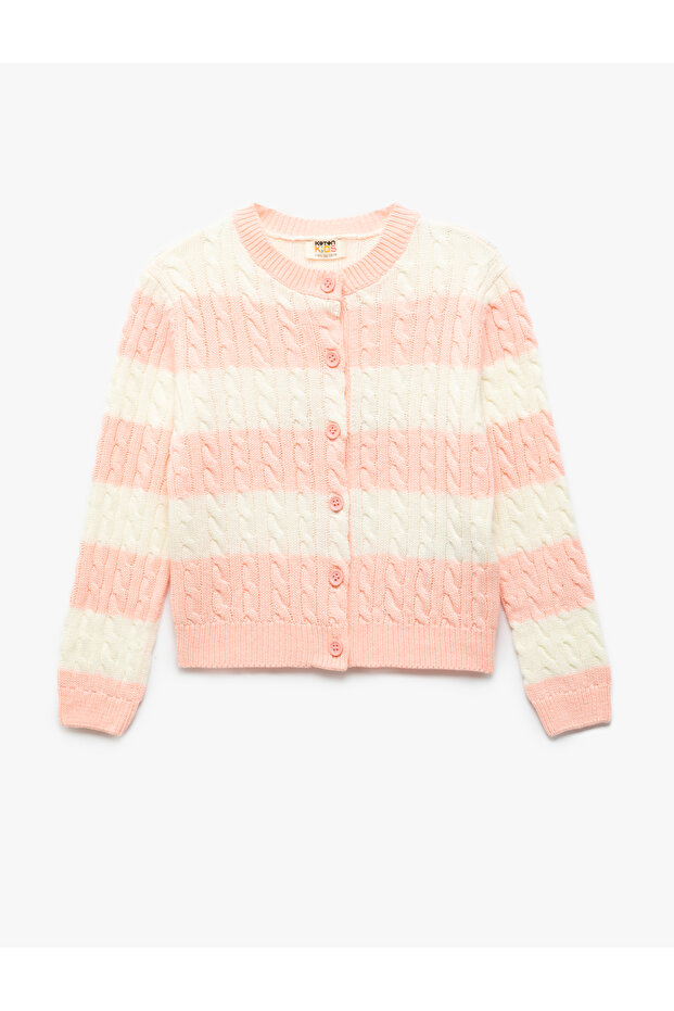 Button Detailed Round Neck Long Sleeve Knitwear Cardigan