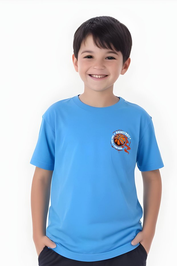 Basketball Printed Boys' Short Sleeve T-Shirt