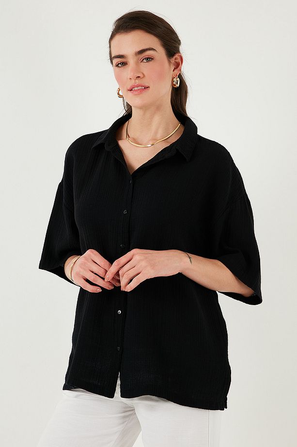 Pamuklu Regular Fit Yırtmaçlı Kısa Kollu Gömlek GÖMLEK CF25S166965 - 7