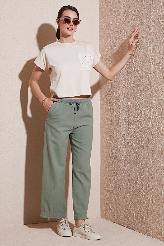 Cotton Relaxed Fit High Waist Wide Leg Pants Pants 668Yp5275