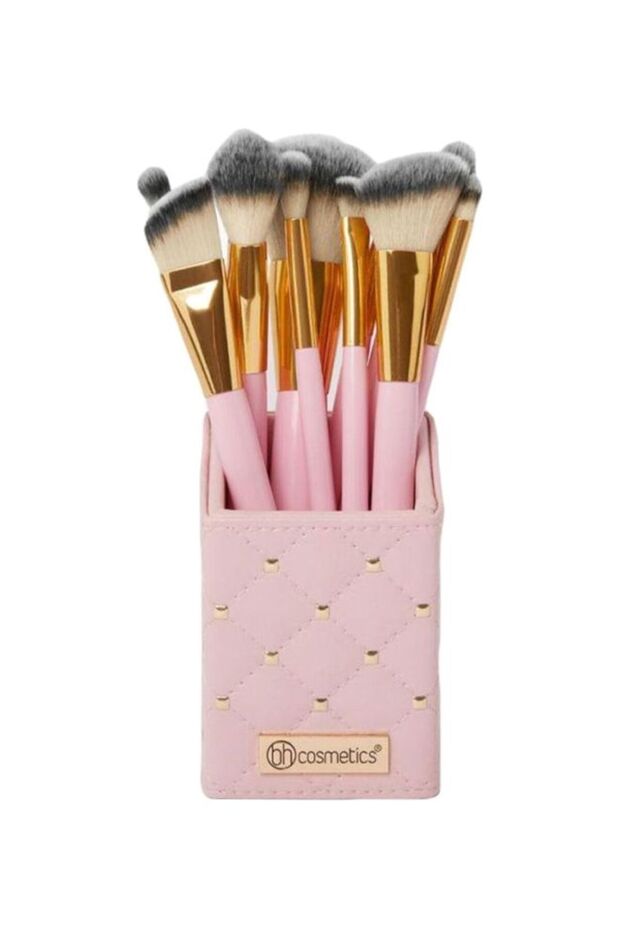 مجموعة فرش مكياج ستود اليقانس 12 فرشاة بينك من بي اتش كوزماتيكسBH Cosmetics