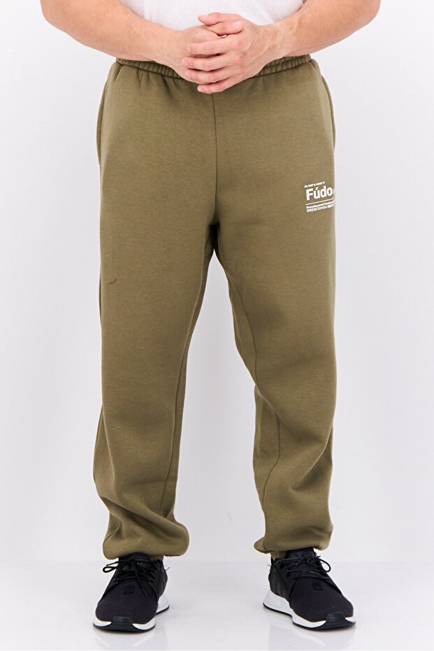 بنطال رياضي رجالي بقصّة عادية ورباط، زيتوني - 1