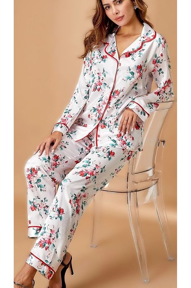 Kadın 2'li Saten Pijama Takımı Set L.N0.U1.RT.08 - 1