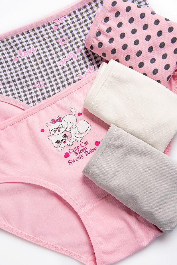 Happyfox Pamuklu Genç Kız Çocuk Külot 5'li Paket Baskılı Slip