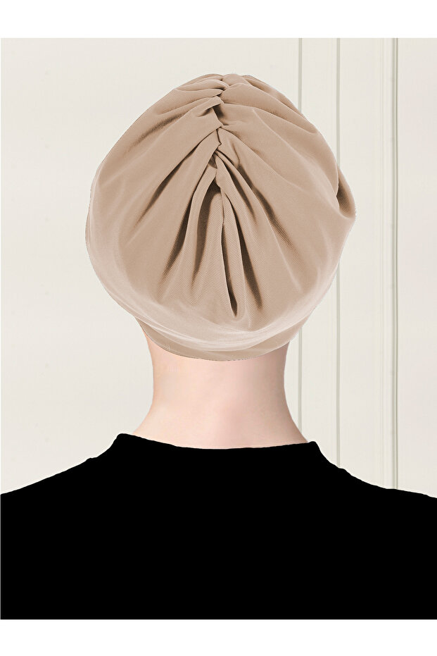 بونيه حجاب عملي برباط عادي - بيج - 3