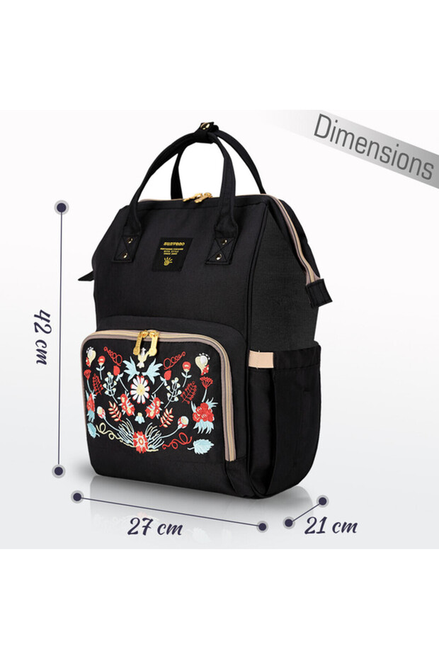 Diaper Bag with USB Charging Port and Changing Mat - Black - 5
