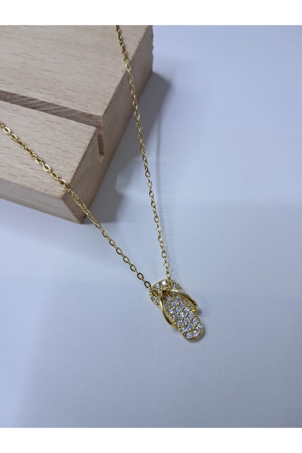 Terlik model çelik gold kolye - 6