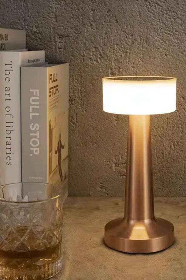 Dimmerli Rosegold Dekoratif Şarjlı Dokunmatik Led Masa Lambası Usb Kablolu Gece Lambası Nv0056r - 5
