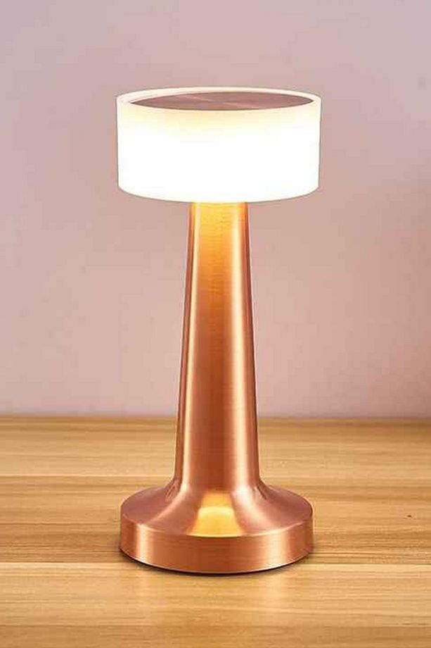 Dimmerli Rosegold Dekoratif Şarjlı Dokunmatik Led Masa Lambası Usb Kablolu Gece Lambası Nv0056r - 1