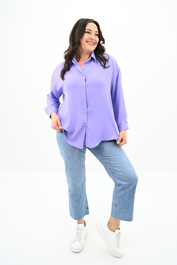 Women's Large Size Tie Detailed Shirt 1709-25