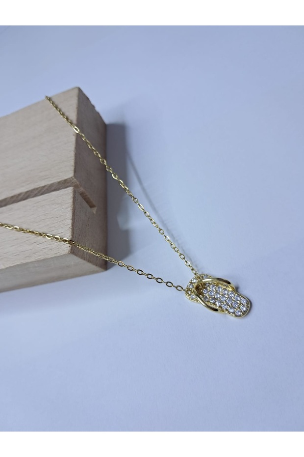 Terlik model çelik gold kolye - 7