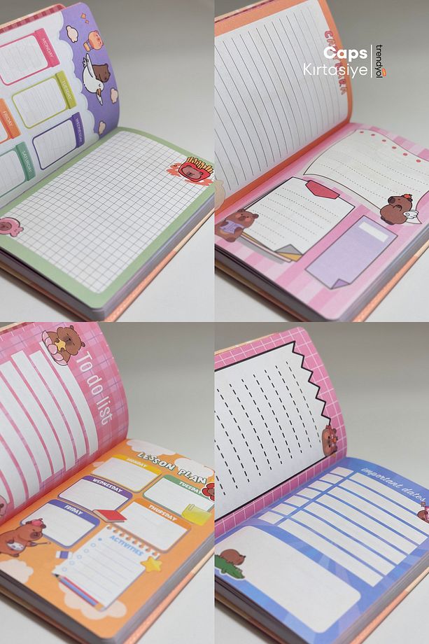 Capybara 3D Döner Kapaklı A5 Defter – Planlayıcı, Takvim ve To-Do List İçerikli - 6