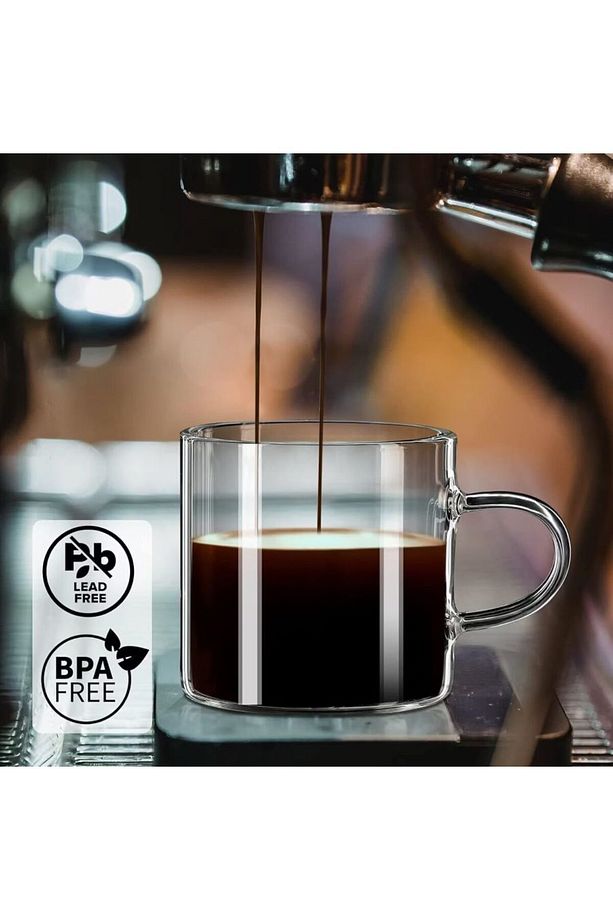 2 Adet Renkli Saplı Espresso Fincan  Isıya Dayanıklı Borosilikat Bardak  Kahve Çay   Kupa (130ml) - 1