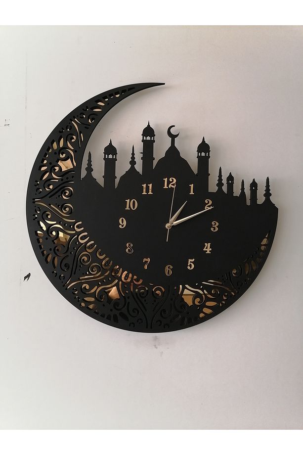 Camii Motif Dekoratif Ahşap Tasarım Duvar Saati - 1