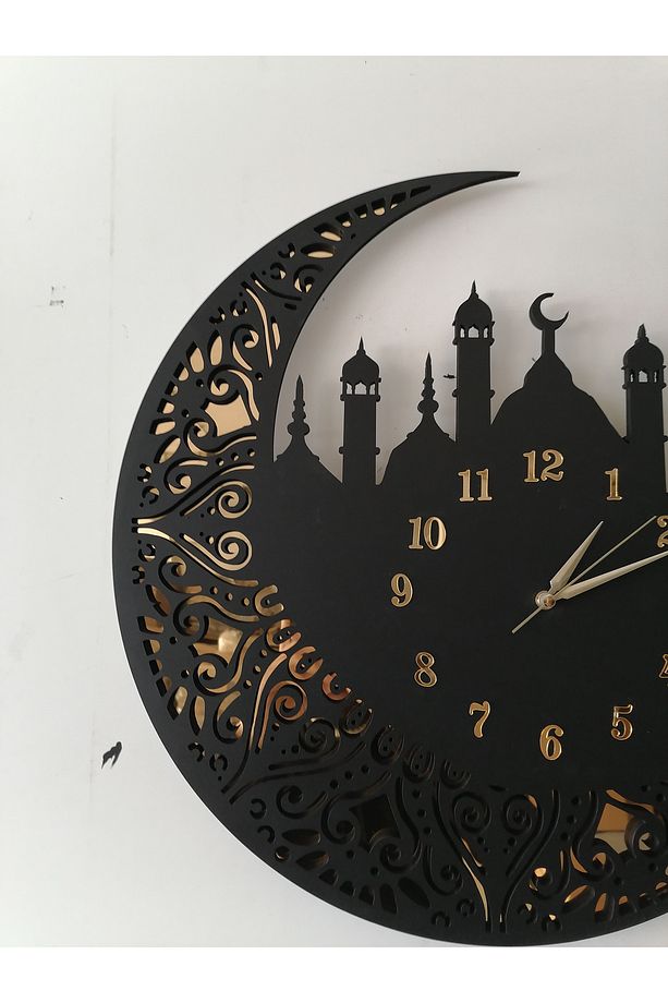 Camii Motif Dekoratif Ahşap Tasarım Duvar Saati - 3
