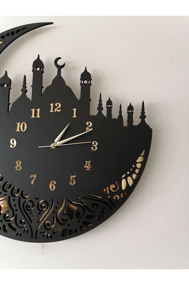 Camii Motif Dekoratif Ahşap Tasarım Duvar Saati - 5