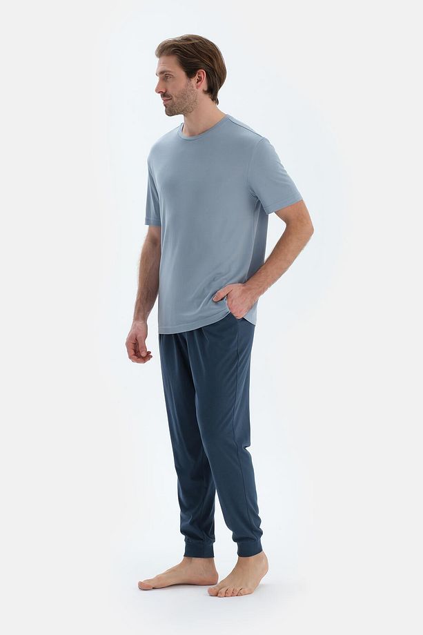 Lacivert Jogger Paça Basıc Penye Modal Pantolon - 3