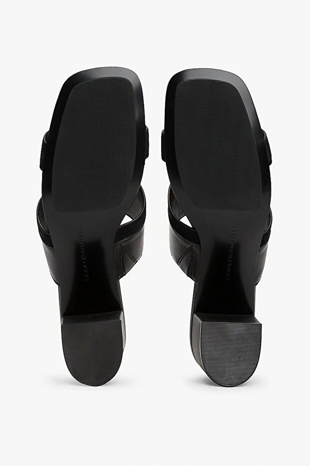 LEATHER & SUEDE BLOCK HEEL MULE Kadın siyah Terlik FW0FW08530BDS - 6
