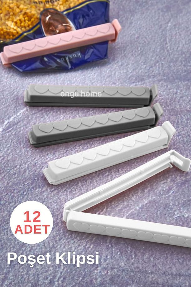 12 Adet Poşet Klipsi Poşet Mandalı Torba ve Poşet Kapama - 2