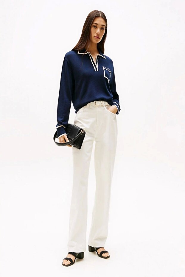 LEATHER & SUEDE BLOCK HEEL MULE Kadın siyah Terlik FW0FW08530BDS - 4