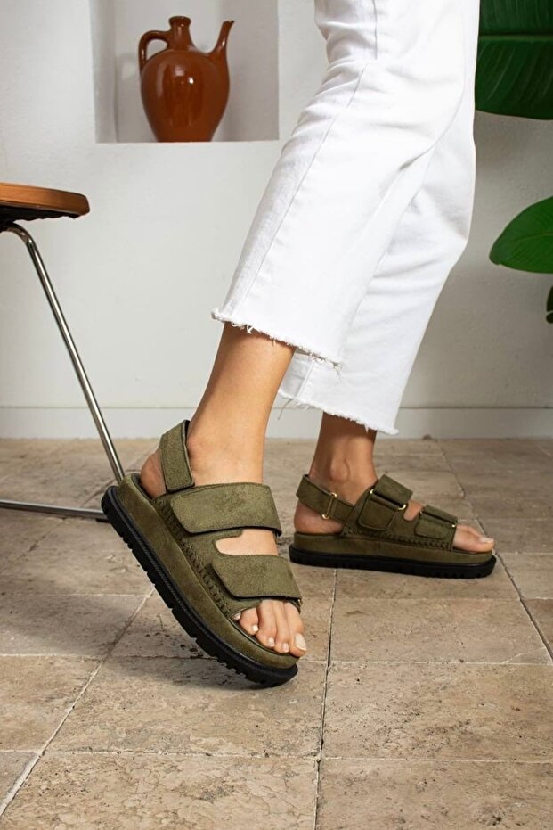 Goldenglow Women's Sandals Suede (Khaki Color)