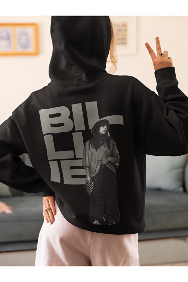 هودي مغني بتصميم كبير الحجم مطبوع للجنسين من Billie Eilish