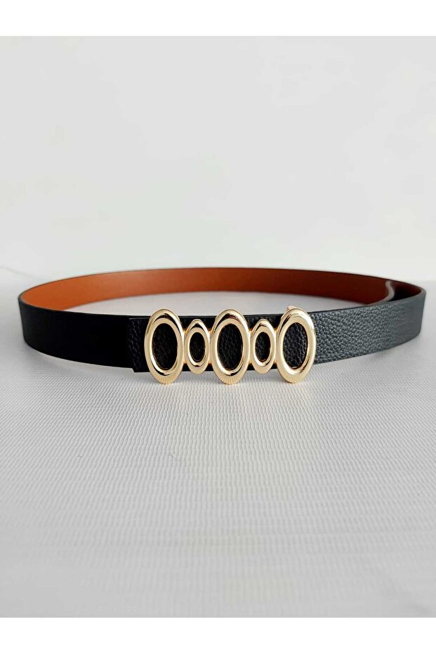 Kadın Çift Taraflı Siyah-taba Kemer - 1