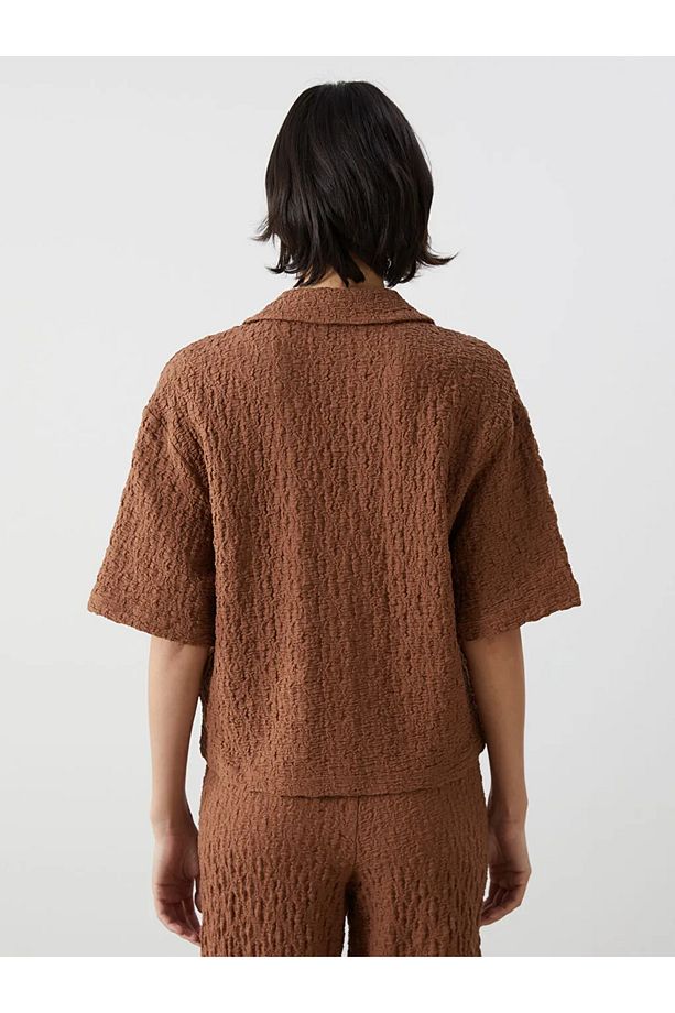 LCW Vision Ekru Loose Fit Dokulu Kadın Gömlek - 5