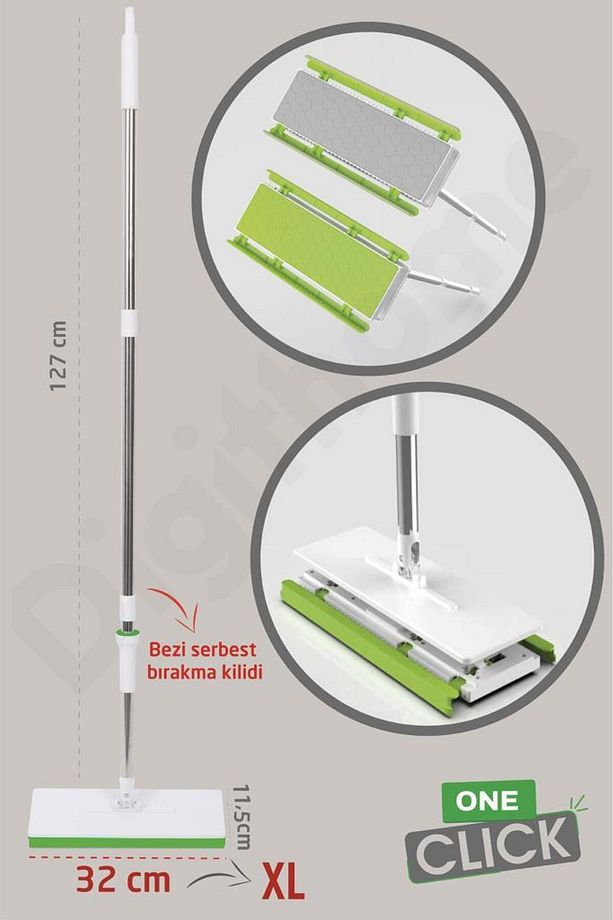 One Click Akıllı Mop Paleti Xl 32cm Mop El Değmeden Islak Havlu Ve Bez Kullan At Ot - 3