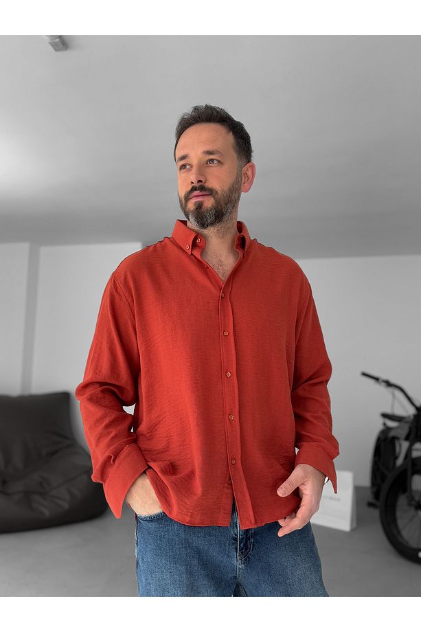 Kiremit Krinkıl Kumaş Gömlek PM-008 - 4