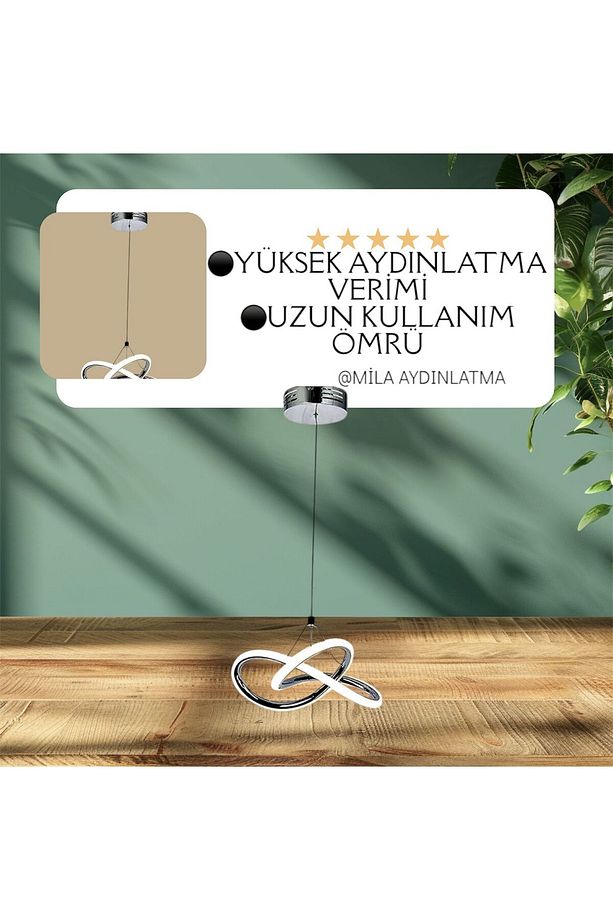 Dönence Modern Tekli KROM Sarkıt Led GÜN IŞIĞI Power Ledli Salon Mutfak Oda Hol Ledli Avize - 3