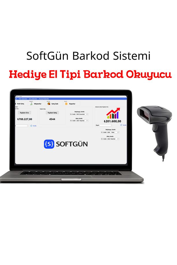Barkodlu Satış Sistemi - Stok Takip ve Satış Yazılımı (1 Yıllık Lisans) - Barkod Okuyucu Hediye - 1